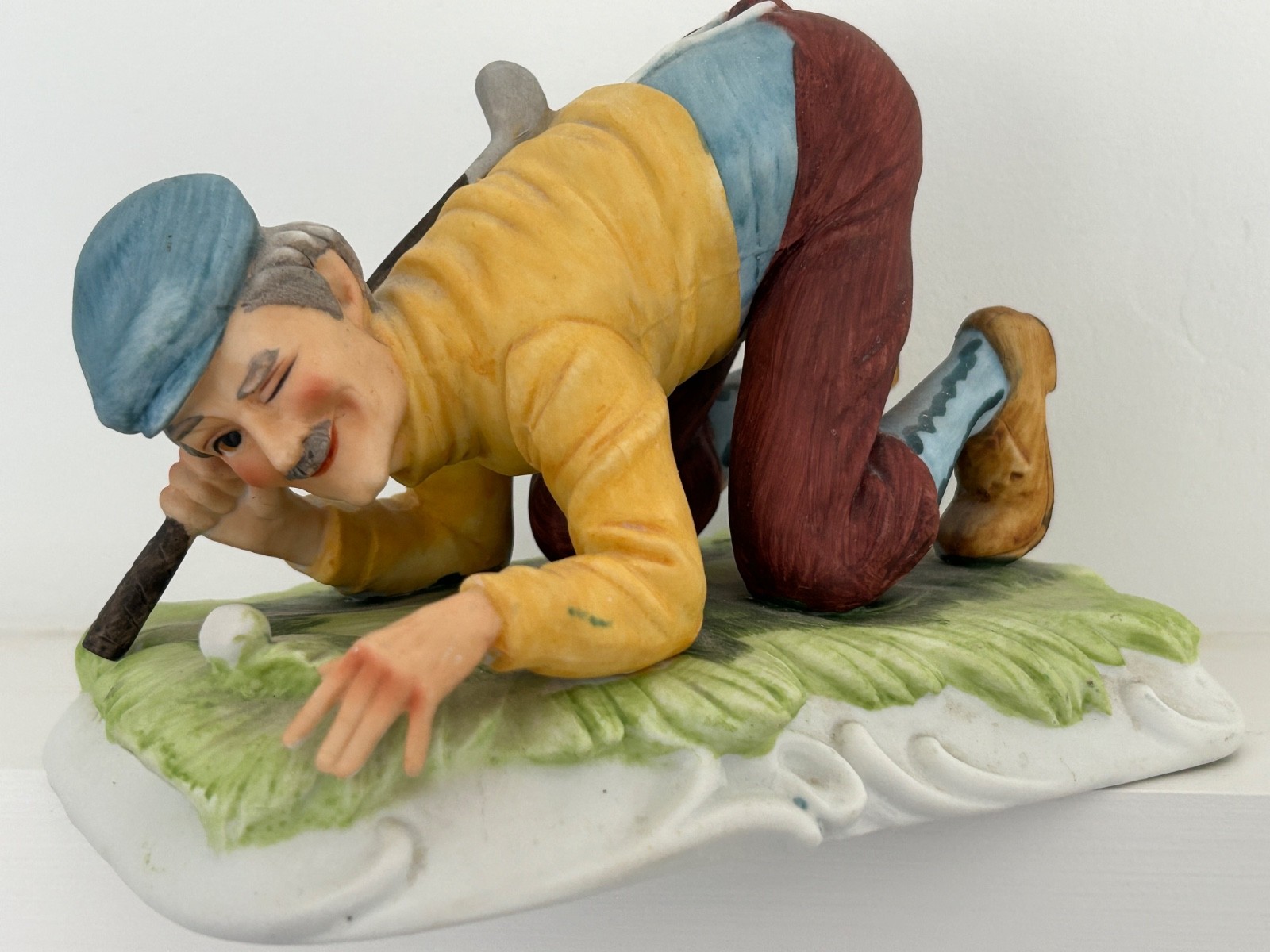 Lefton China Golf Figurine, Golfer Lining Up A putt, Hand Painted, marked 2561
