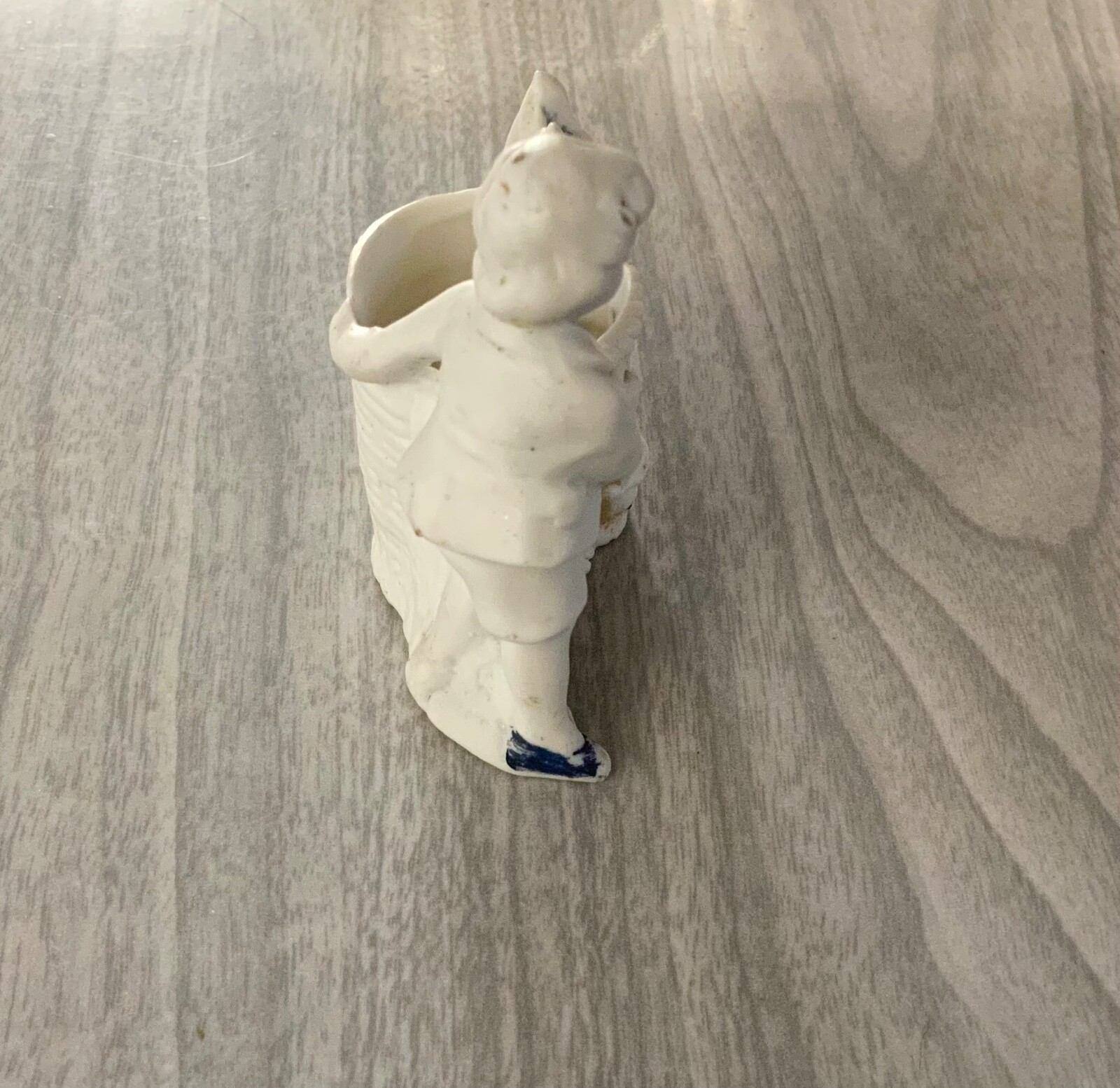 antique porcelain boy with basket figurine, 2-3/4″ boy figure, made in Germany