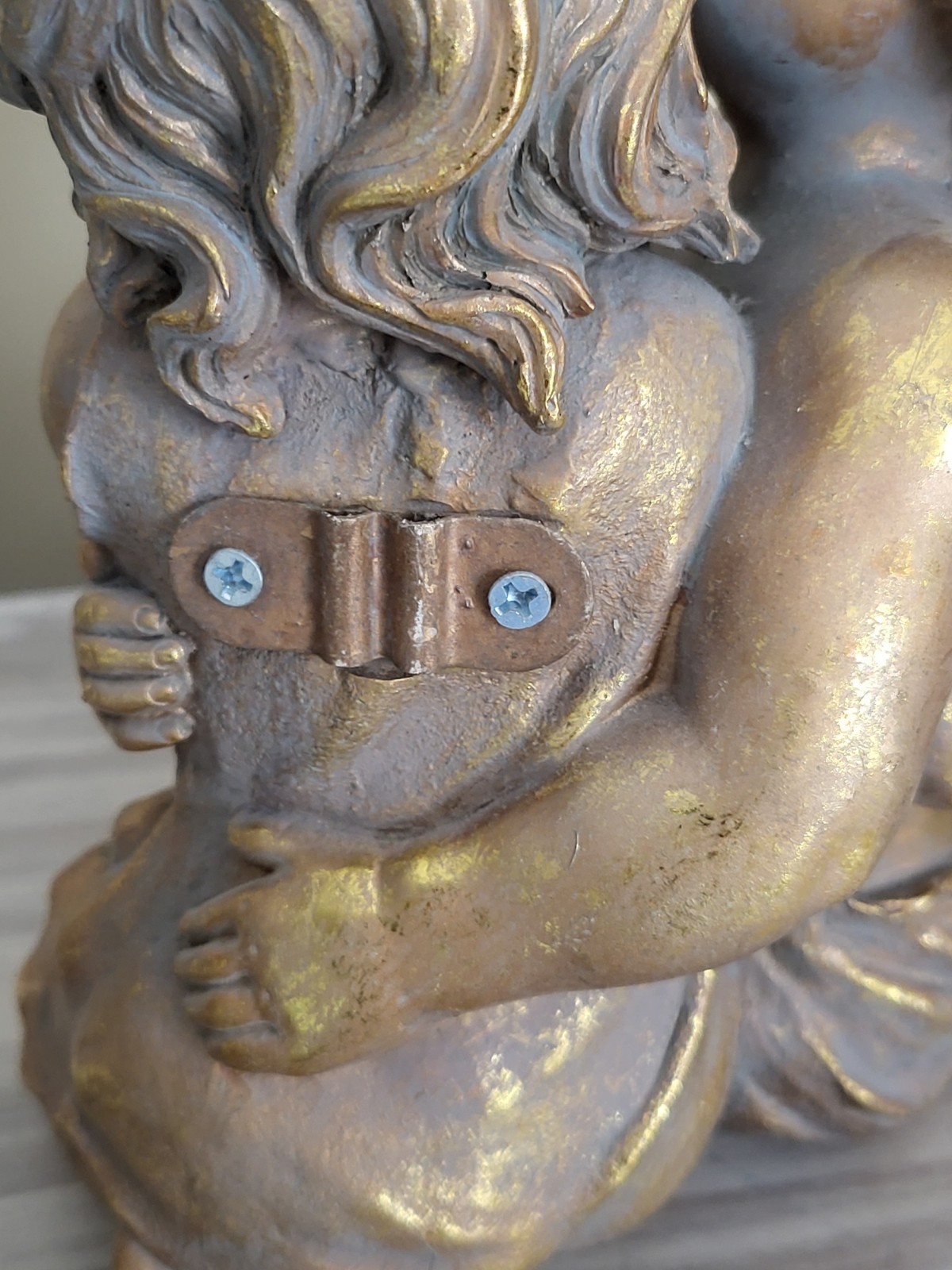 Cherub Angels Baroque Rocco Gold Shelf Sitter Wings Large Heavy Resin 8″ x 10″