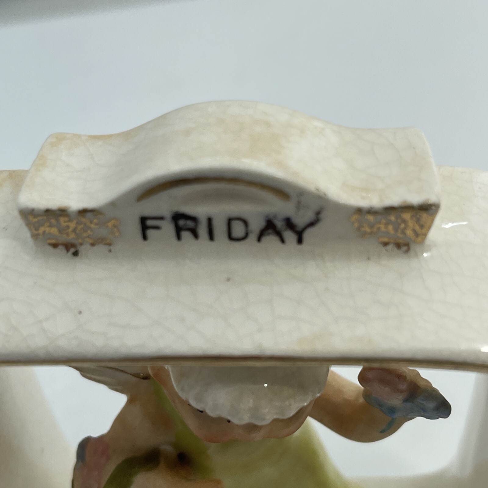 Geo. Z. Lefton Friday Child Of The Week Framed Porcelain Figurine Angel 1955