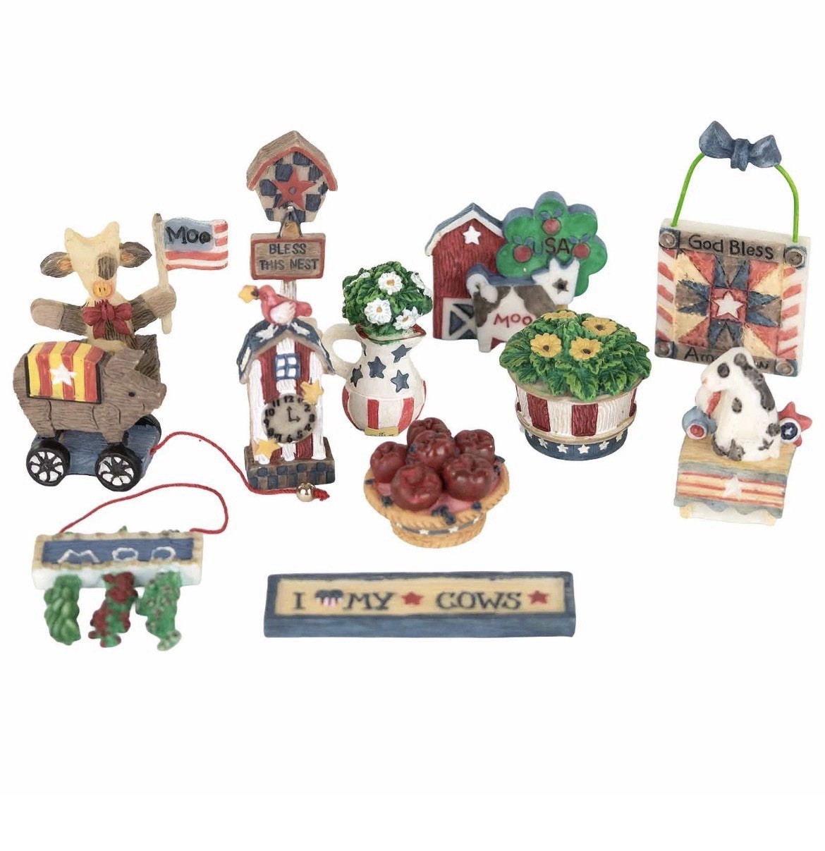 Mary’s Moo Moos Ameri-Cow 12pc Mini Figurines Accessory Pack 634700 Patriotic