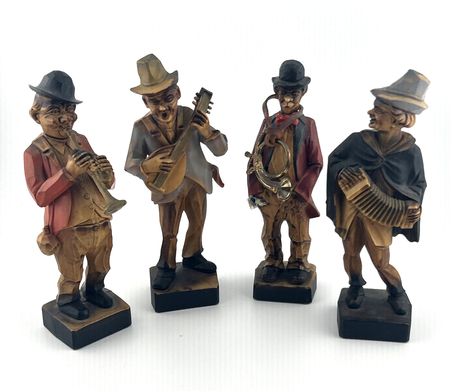 Black Forest 6” Lightweight Resin Cast Hobo Musician Figures – Set of 4