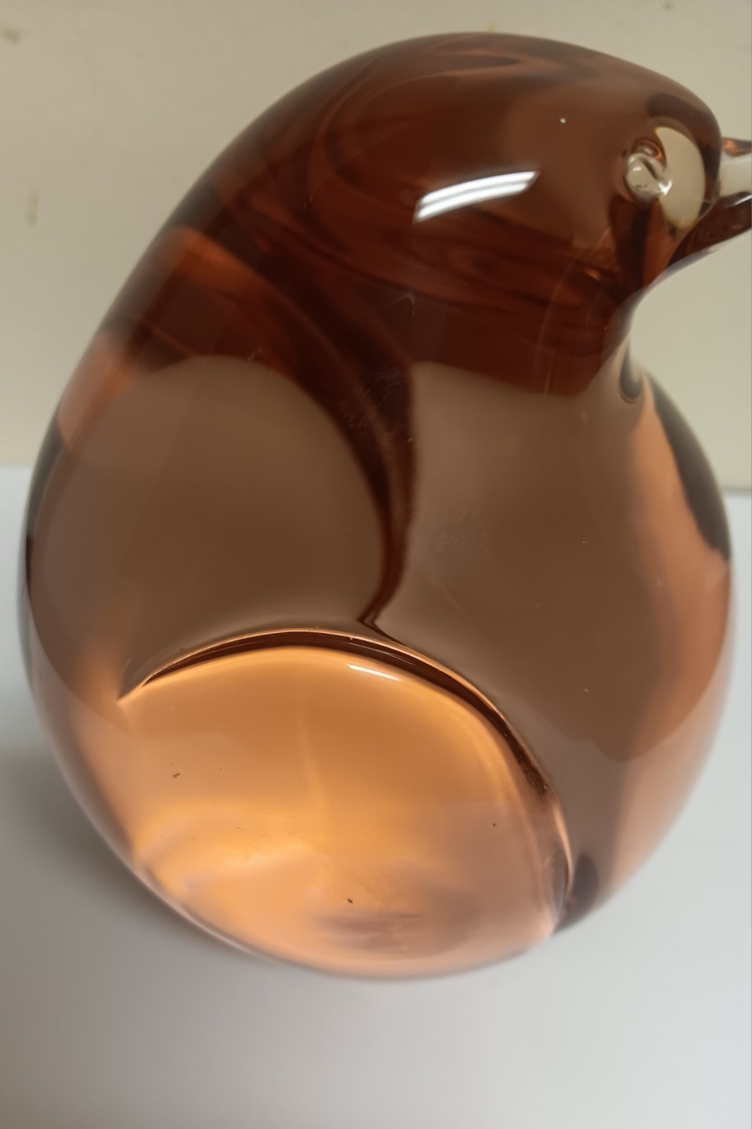Vintage MCM Seguso Murano Pink Glass Penguin 55 ITALY Signed G2U