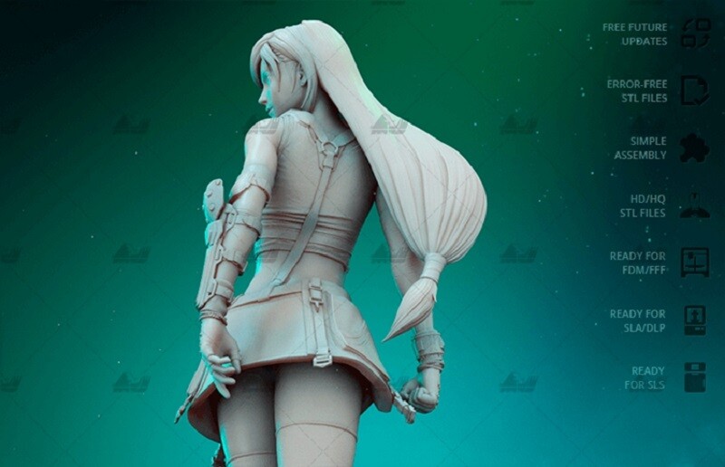 Fina Fantasy Tifa Unpainted Figure Blank Kit Model GK 1/6 28cm Collection Toy