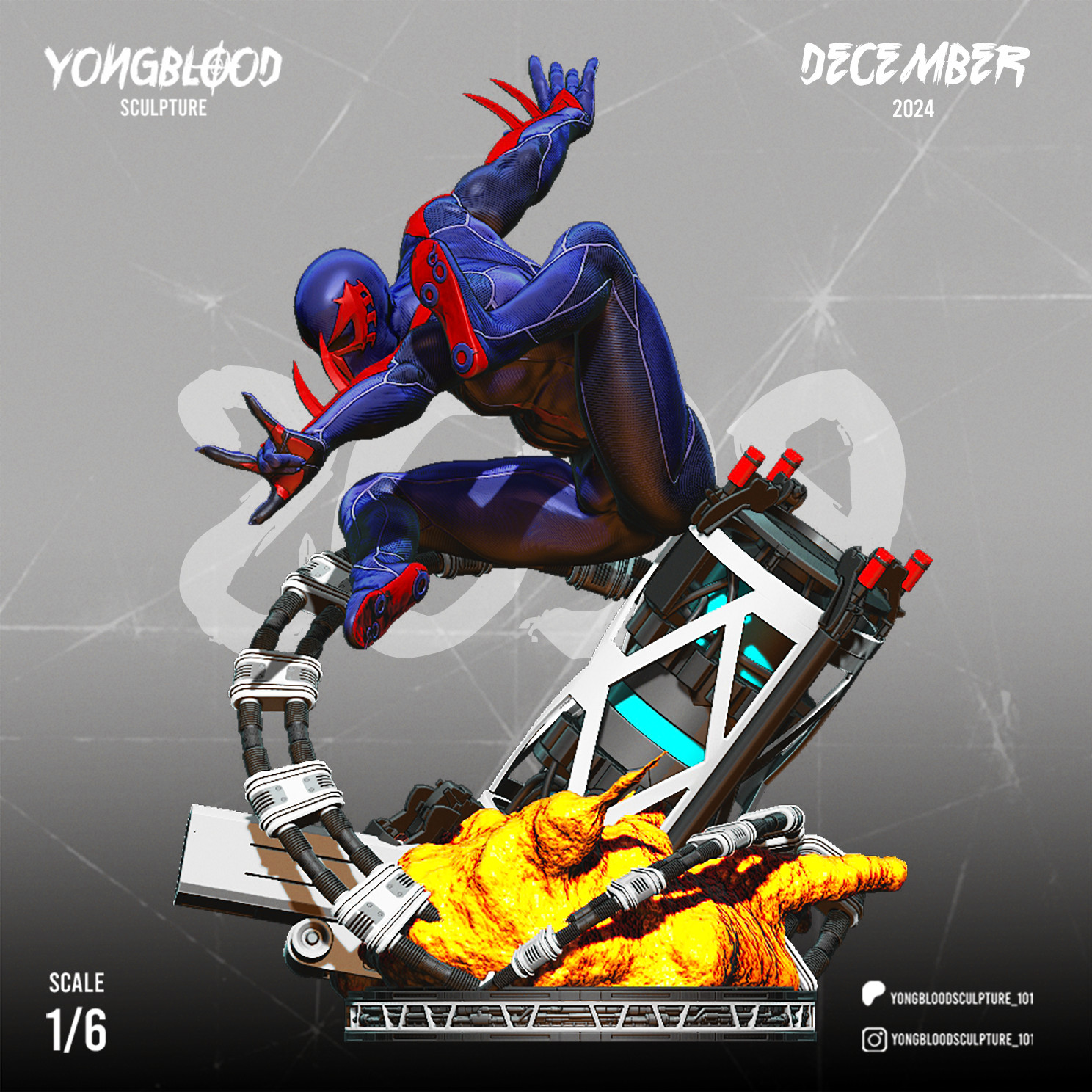 Spider-Man 2099 Blue Suit Figurine Marvel Hand Painted Model / DIY Kit 13 pcs
