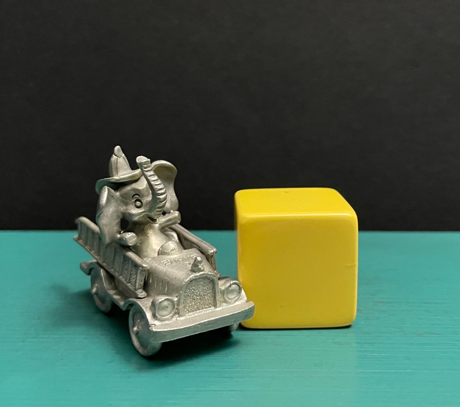 Spoontiques Pewter Elephant Fireman Fire Engine Truck Hose Hat Ladder Figurine