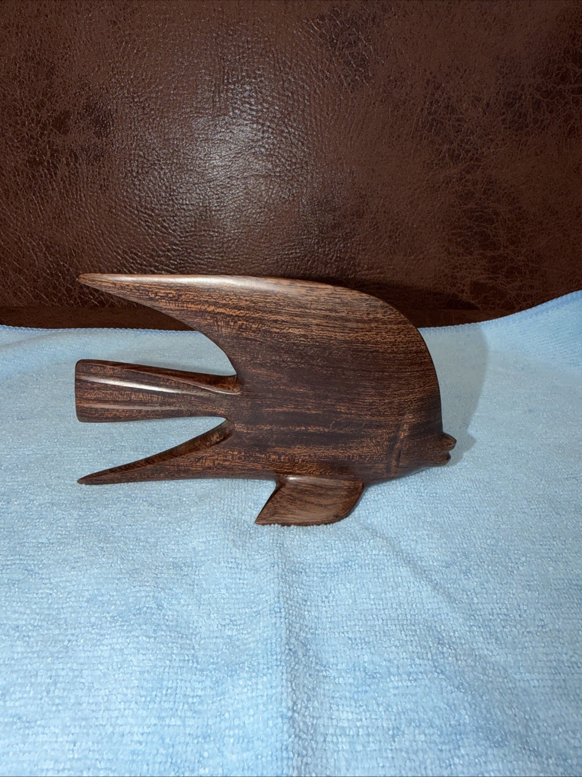 Vintage Ironwood Angel Fish Carved Figurine Decor Mid Century Modern Retro