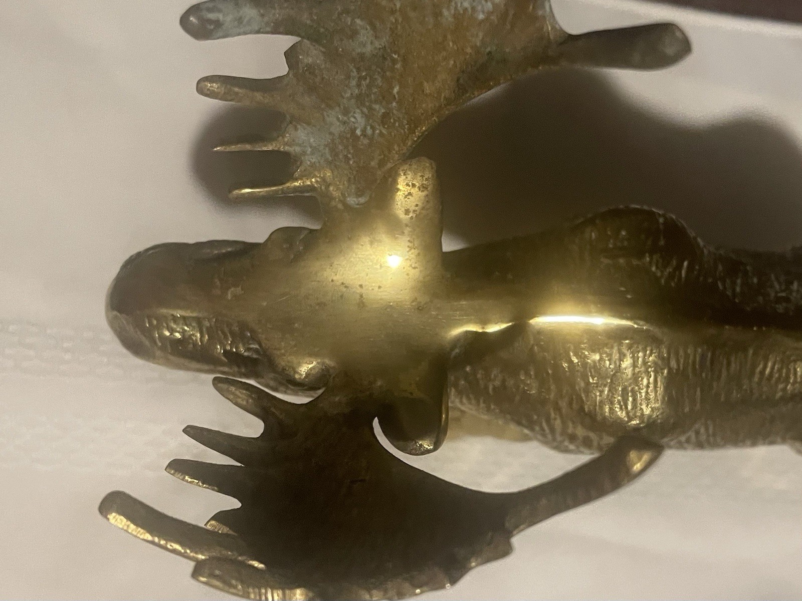Vintage Solid Brass Moose Figurine Statue : MCM Lodge Decor Korea 6.5”