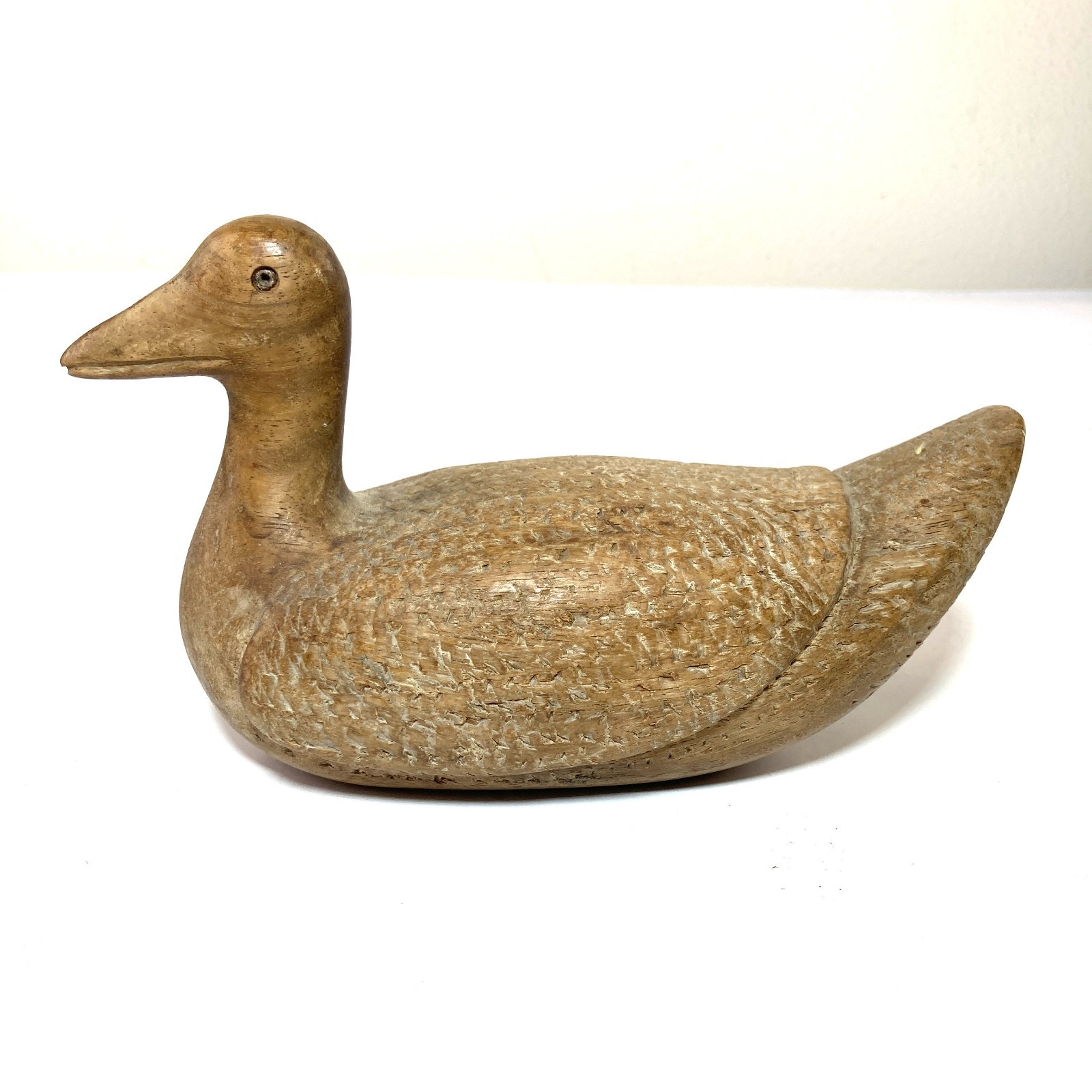 Vintage Hand Carved Solid Wood Primitive Duck Decoy Folk Art Cairo Egypt Boho