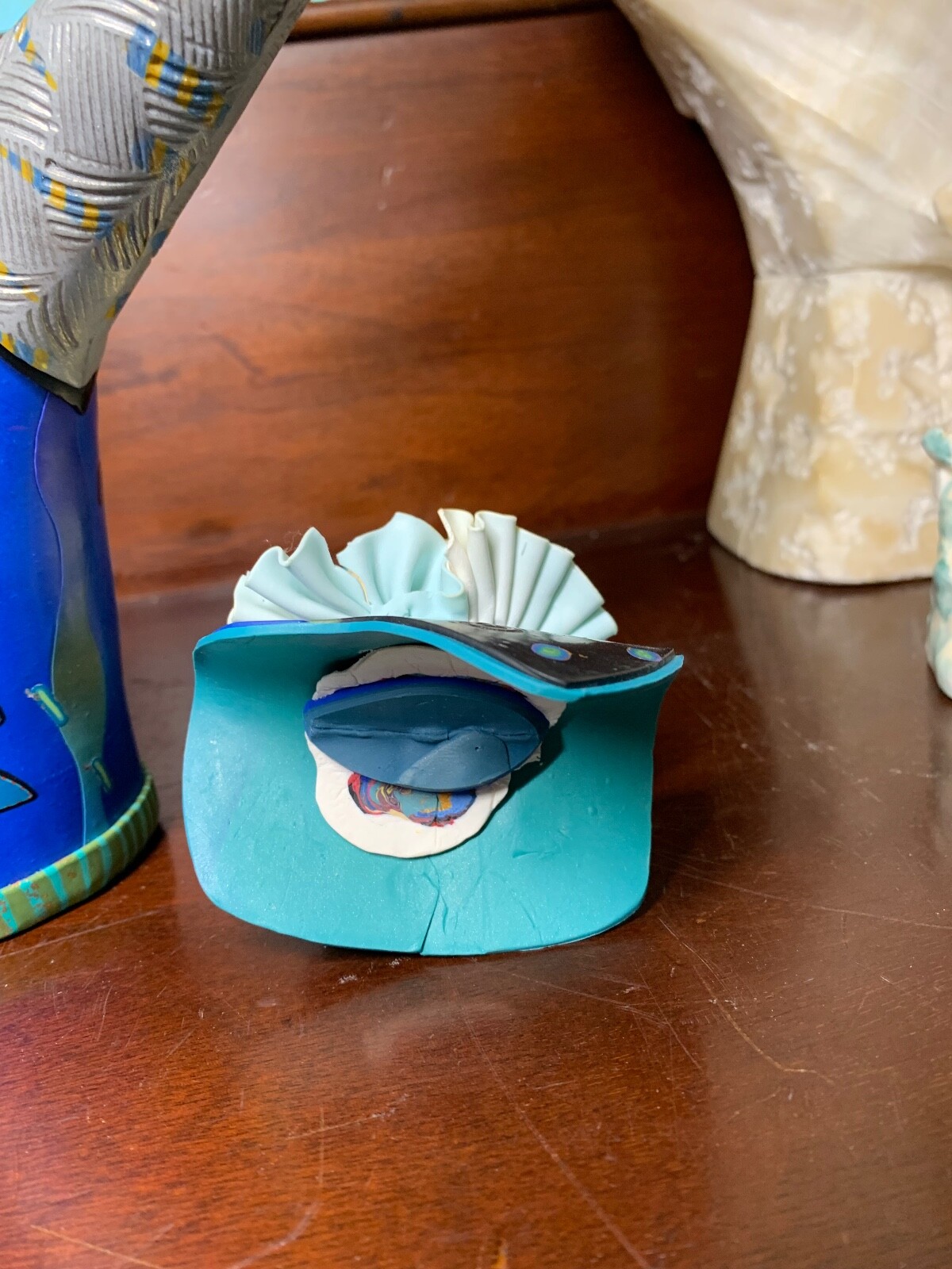 OOAK WHIMSICAL POLYMER DECORATIVE TEAPOT SCULPTURE BY LAURA BALOMBINI!