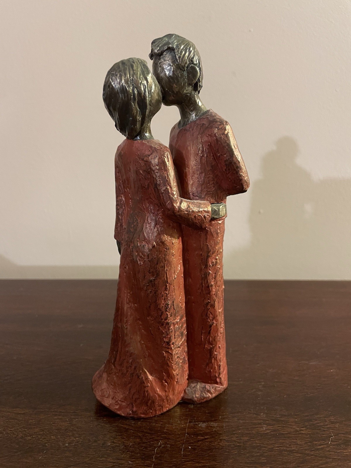 Genesis Fine Arts Heredities Bronze Sculpture in Copper & Gold, Embracing Couple