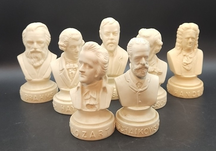 Lot of 7 Halbe Plastic Composer Bust Figurines – Vintage 1970’s