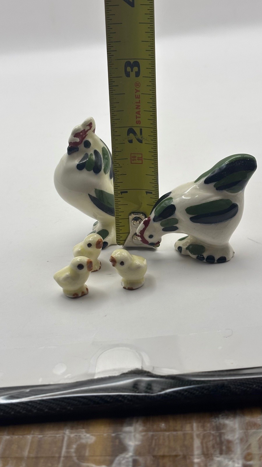 Lot of 5 Hand-Painted Ceramic Rooster Hen and 3 Chicks Figurines