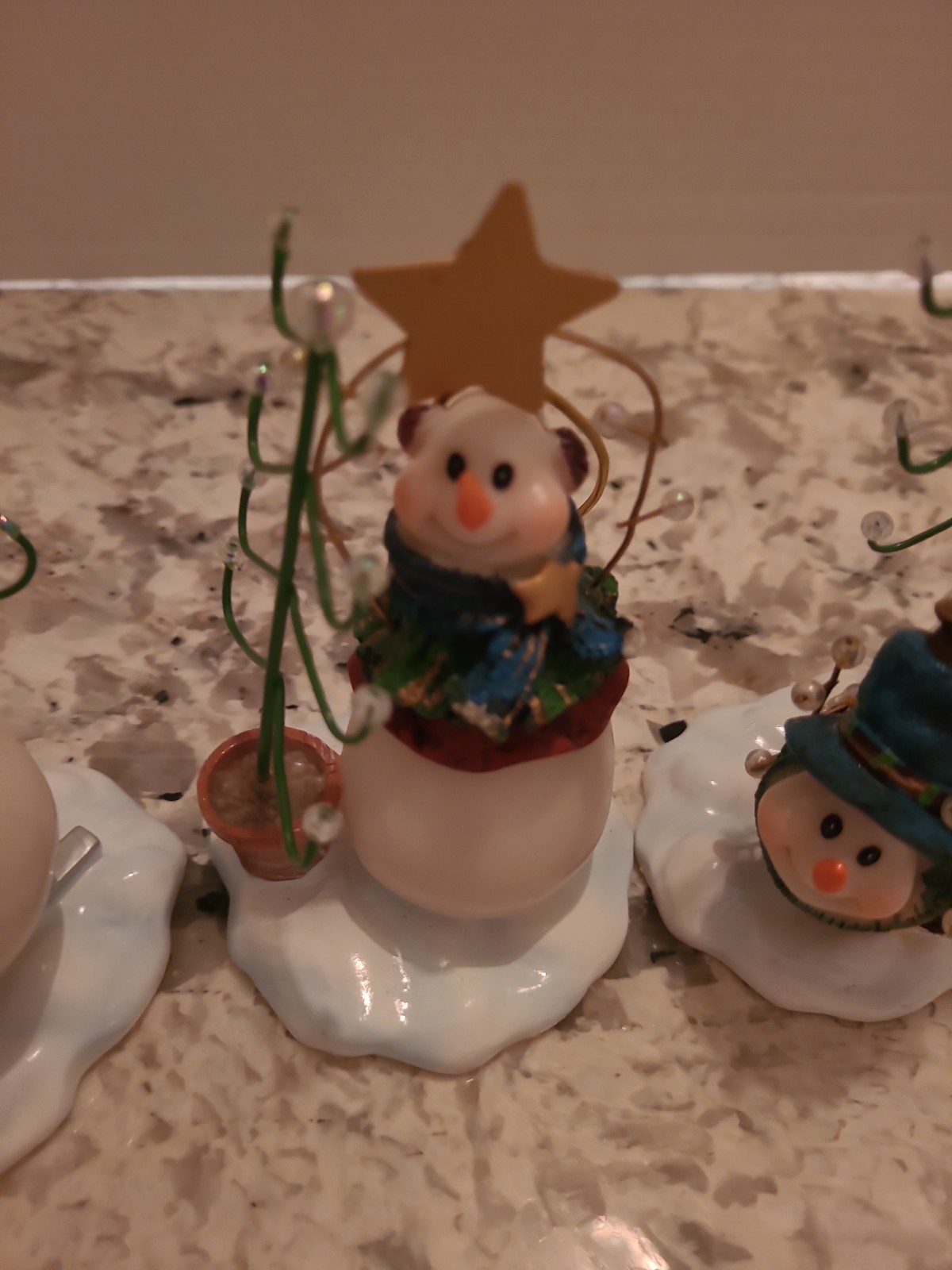 3 NEW HOME INTERIORS HOMCO #57096 SNOWMEN SNOW PLAY CHRISTMAS HOLIDAY ORNAMENTS