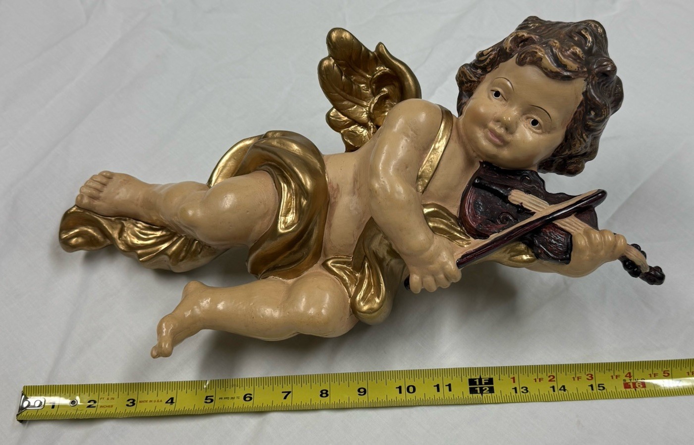 Large 16″ Angel Cherub Playing Violin Hanging Wall Decor