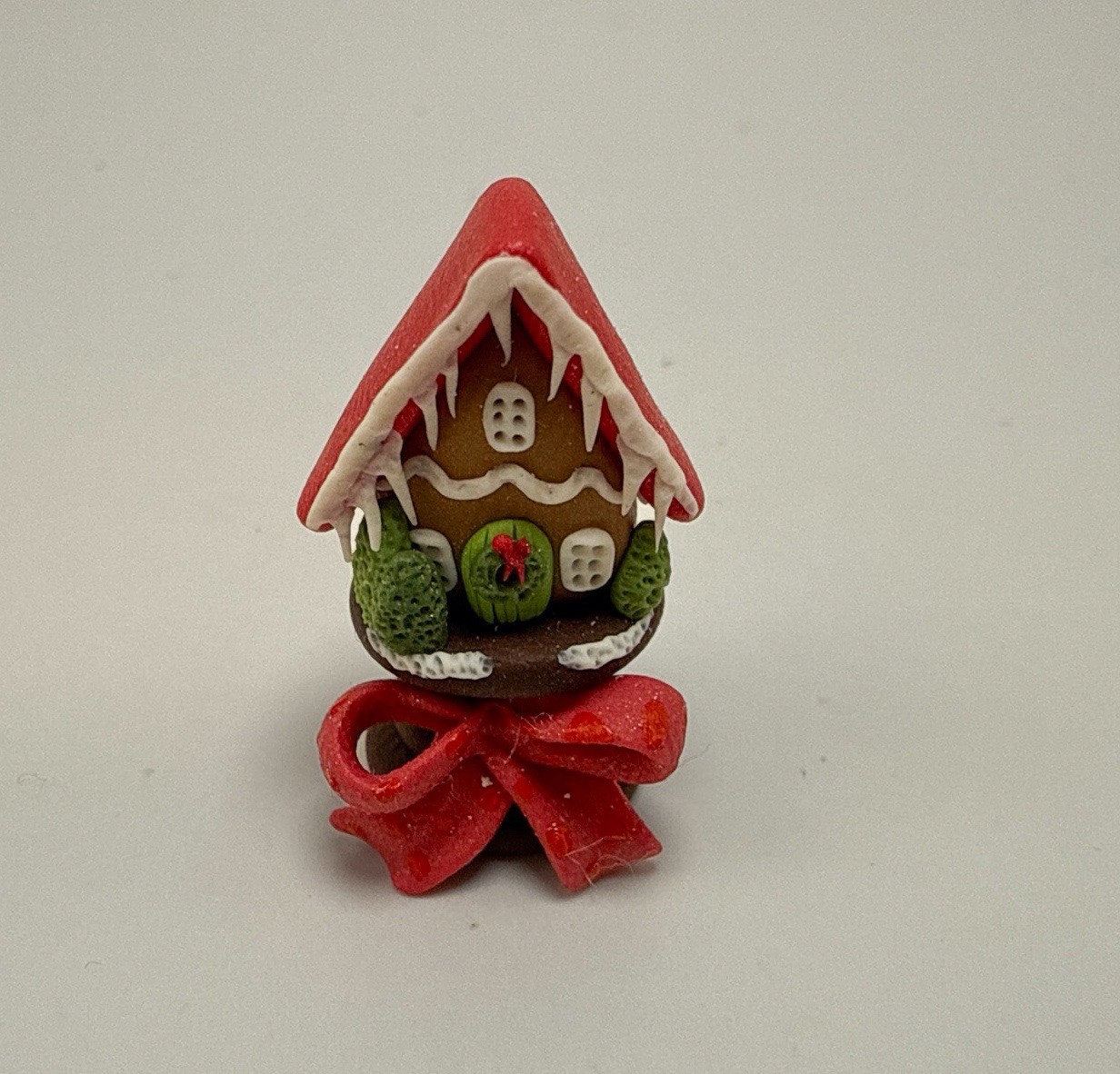OOAK Dollhouse Miniature 1:12 Scale Polymer Clay Gingerbread House Shelf Decor