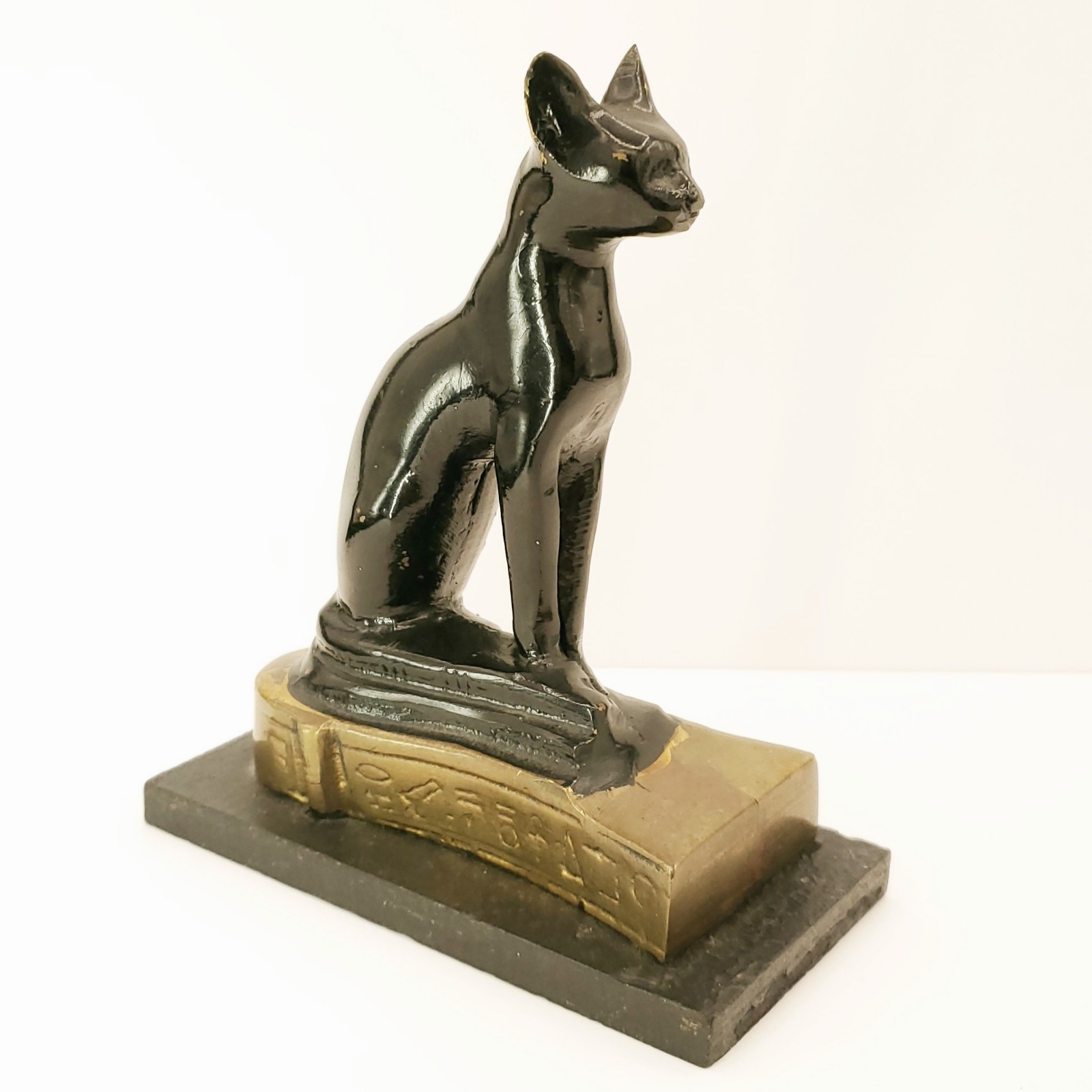 Vtg Solid Brass Bastet Egyptian Cat Figurine