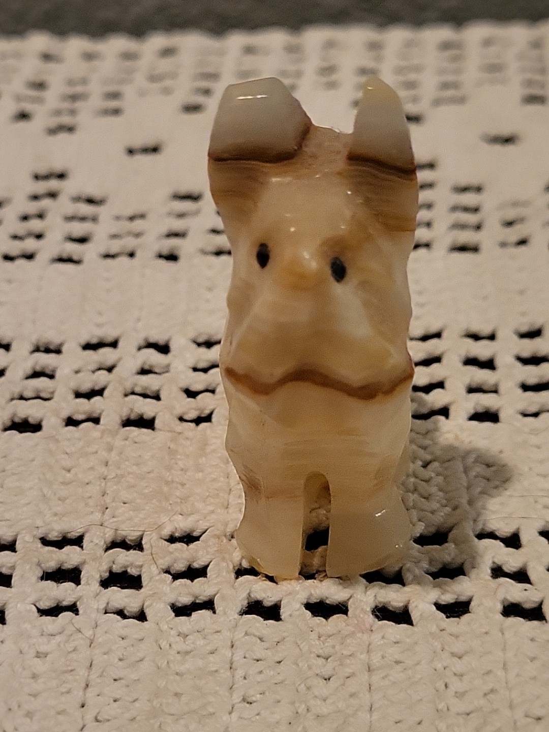 Onyx Stone Schnauzer Dog Hand Carved Figure Statue Marble Rock Collectible Dog