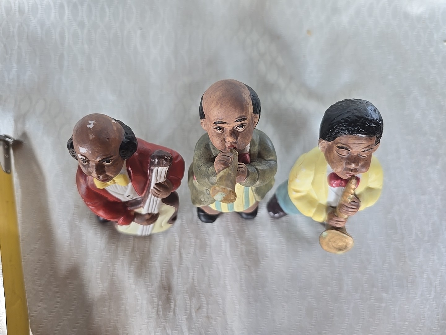African American 3 Jazz Band Unbranded Handpainted Ceramic Free Standing “4 1/2“