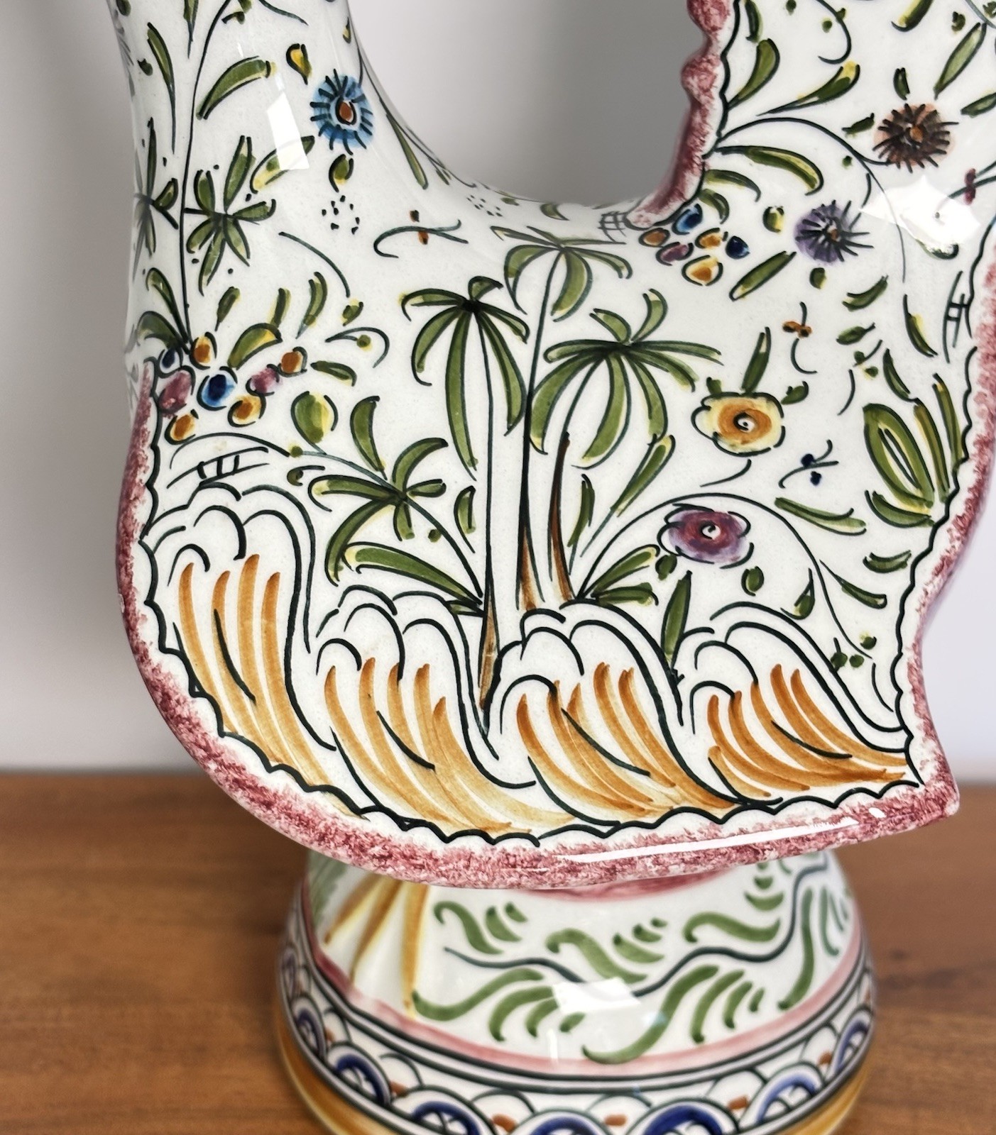 Portuguese Barcelos Lucky Rooster Hand Painted Folk Art 12” Signed