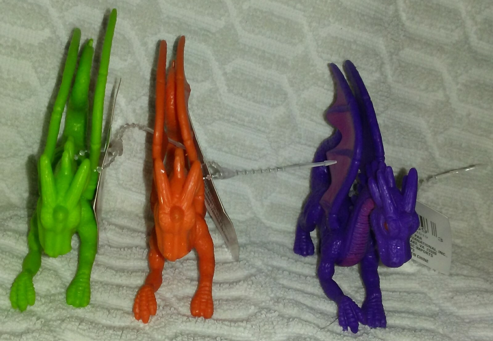 3”to4“Set of 3 Greenbrier International Inc Green Orange Purple Dragon Figures