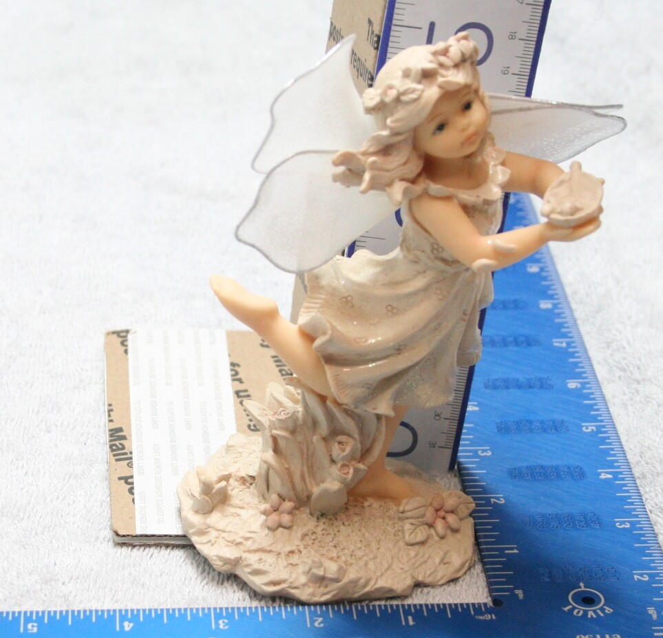 Adorable Baby Fairy Angel Figurine with Leaf Bowl Pink