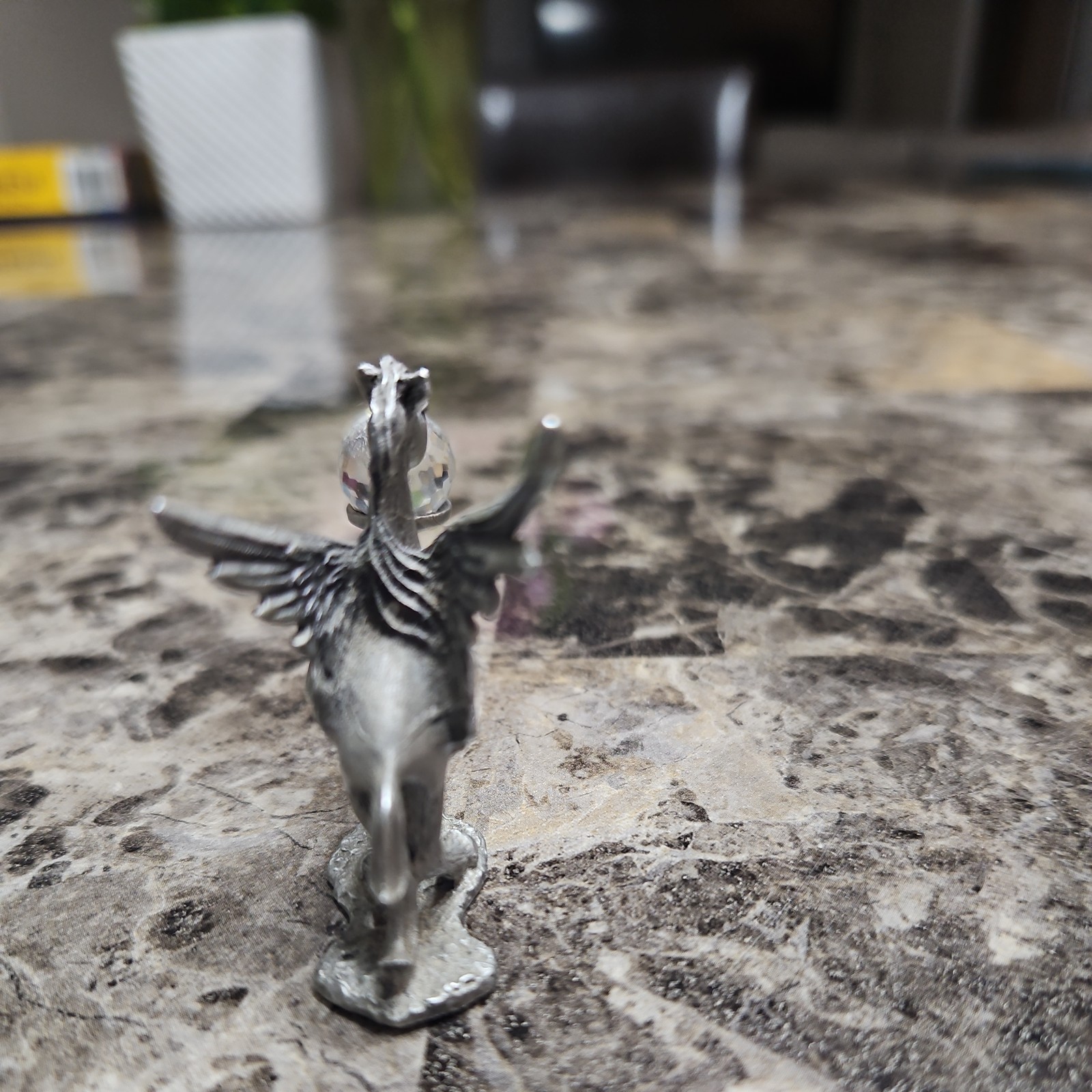Spoontiques Pewter Flying Winged Pegasus Mobil Gas Diorama Miniature Figurine