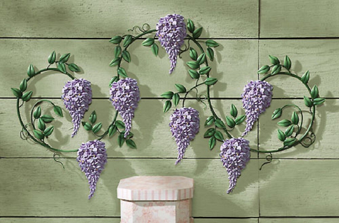 PURPLE WISTERIA ACCENT METAL STAND ANTIQUE WHITE 23″ x 14″ x 14″ LG NEW IN BOX