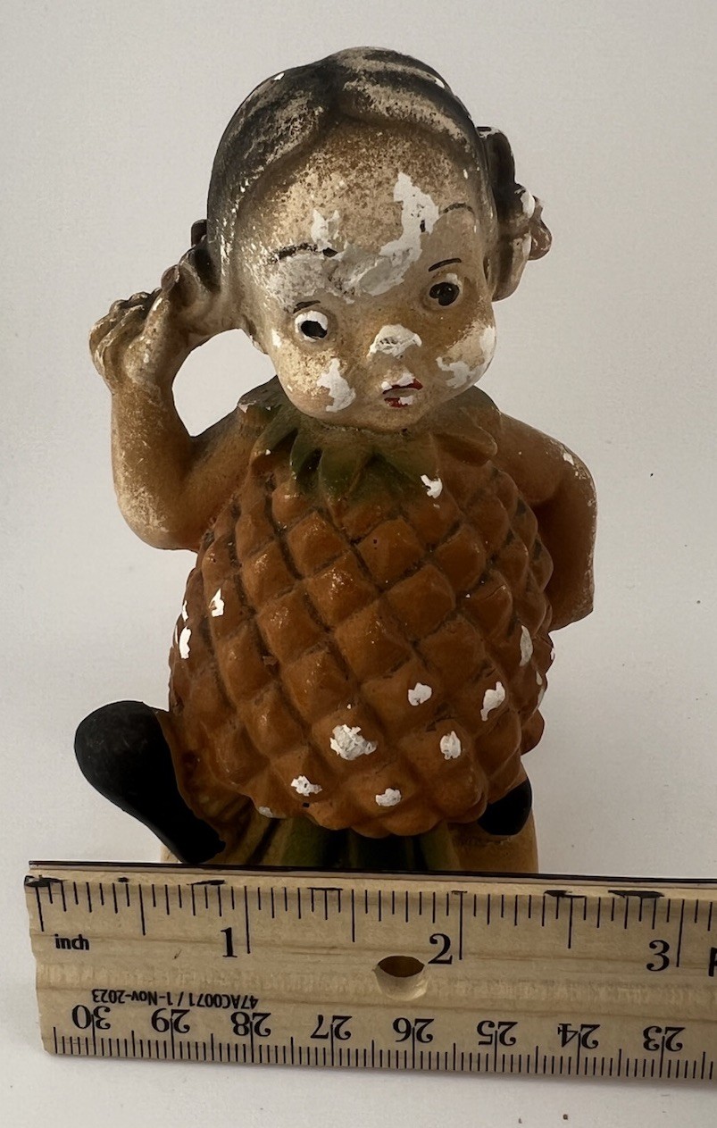 Vintage 1942 Peedee Carlton Ware Fruit Kids Penny Pineapple Chalkware Figure