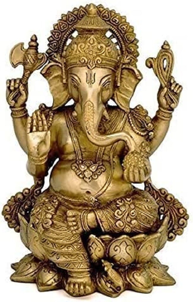 Brass Mangalkari Ganesh/Ganpati Statue/Idol Antique Finish Height – 12 Inches,