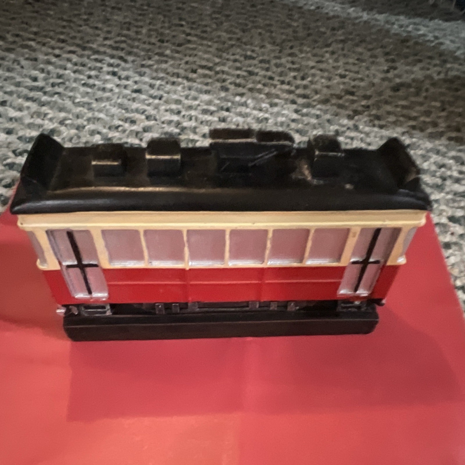Streetcar Figurine Red Black Cream Transportation Unisex Unboxed 1 Pack