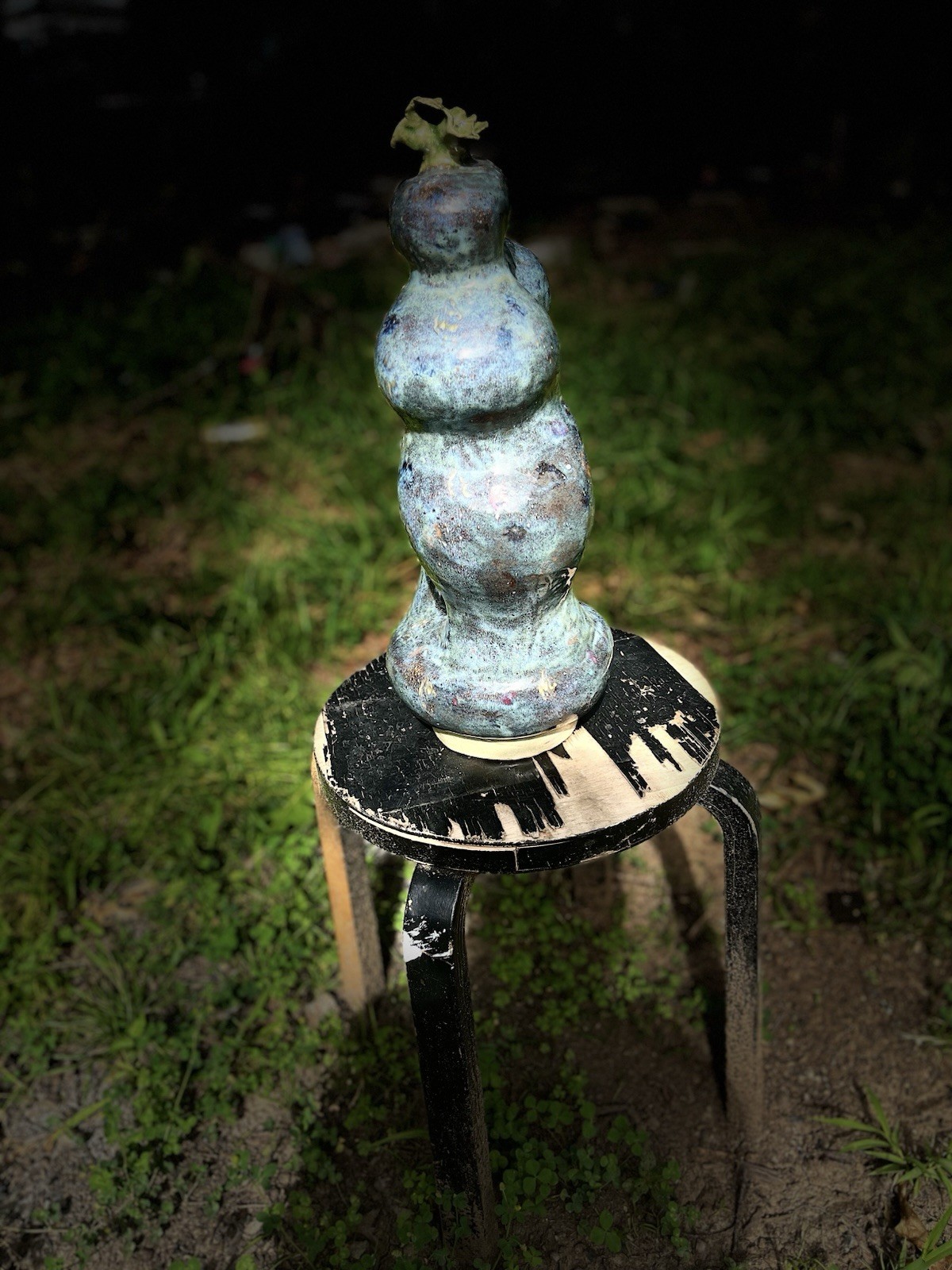Hand-Crafted Ceramic Sculpture, Dark Ice Blue