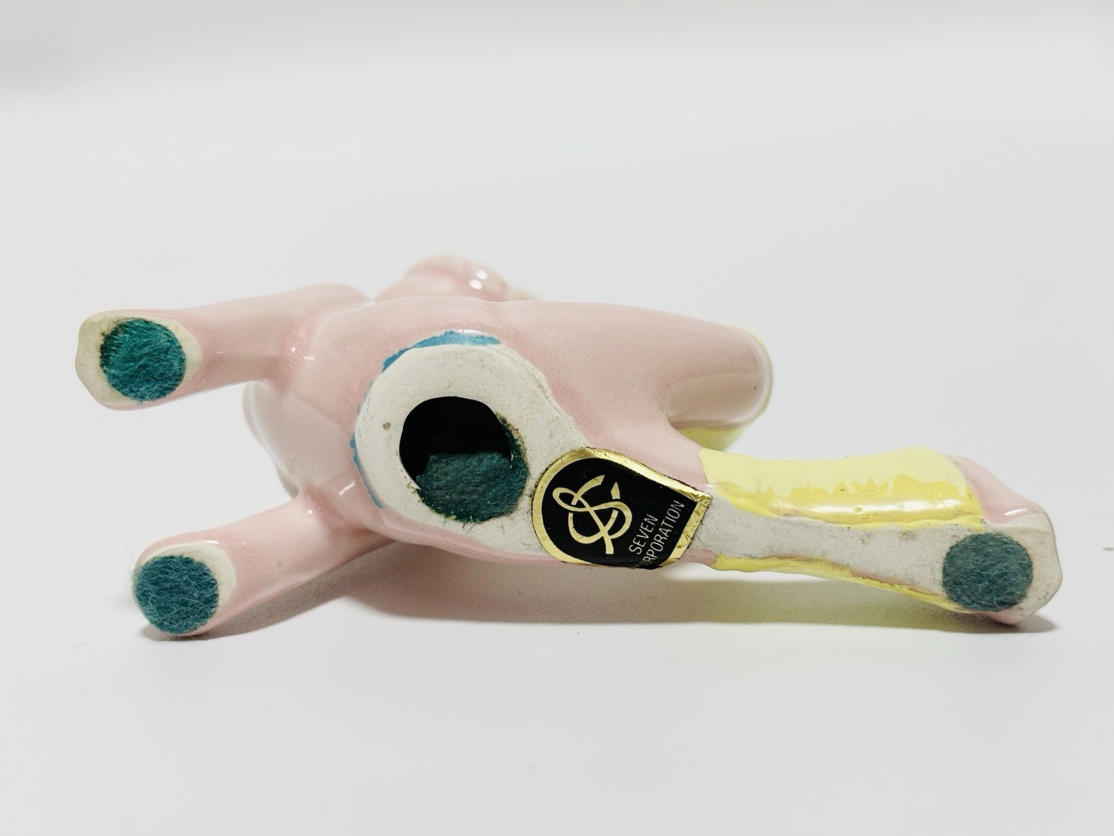 Vintage Ceramic Kitsch Anthropomorphic Fitness Japan Rabbit Bunny Pink H3″ Decor