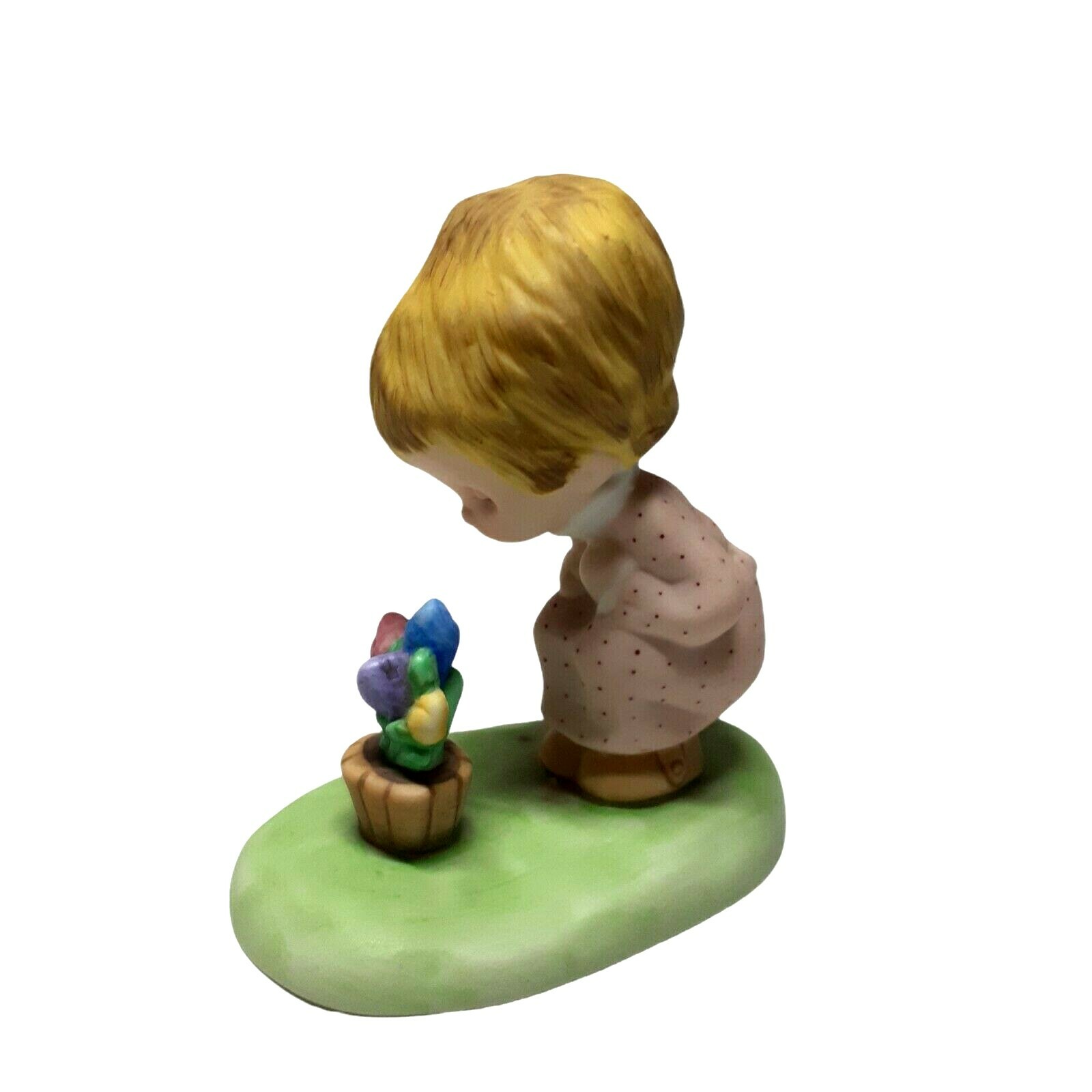 VTG Betsey Clark Collection Little Blond Girl Smelling Flowers 3.5″ 1979