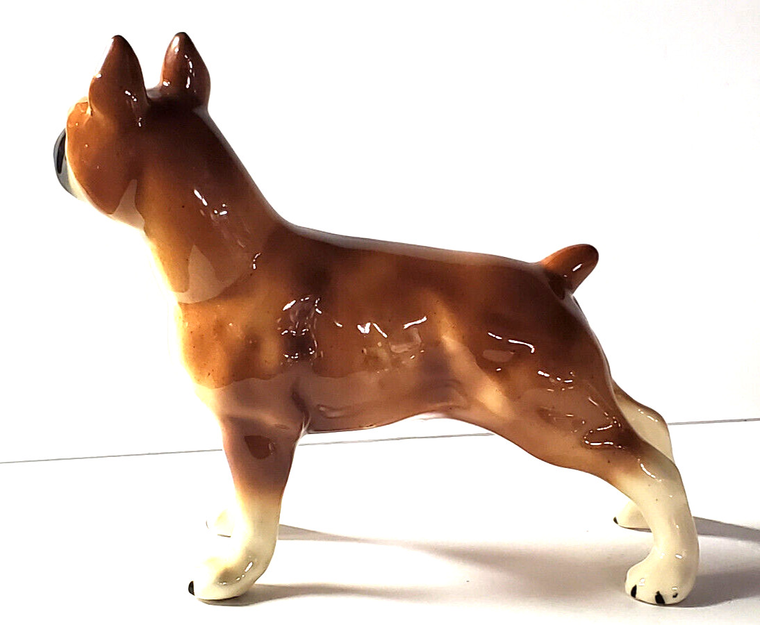 Vintage Boxer Dog Porcelain Figure Brown Figurine 7 5/8″