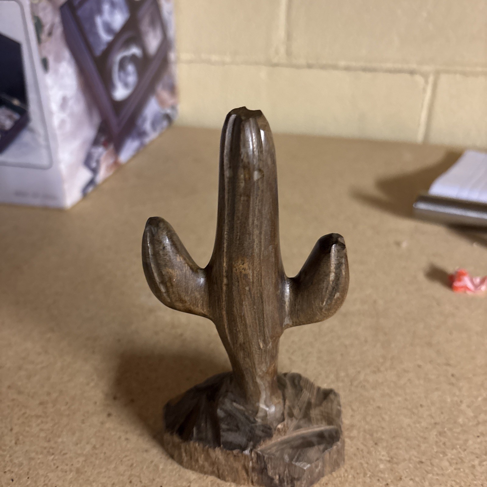 VTG Hand Carved Ironwood Saguaro Cactus Sculpture Southwestern 9inch High