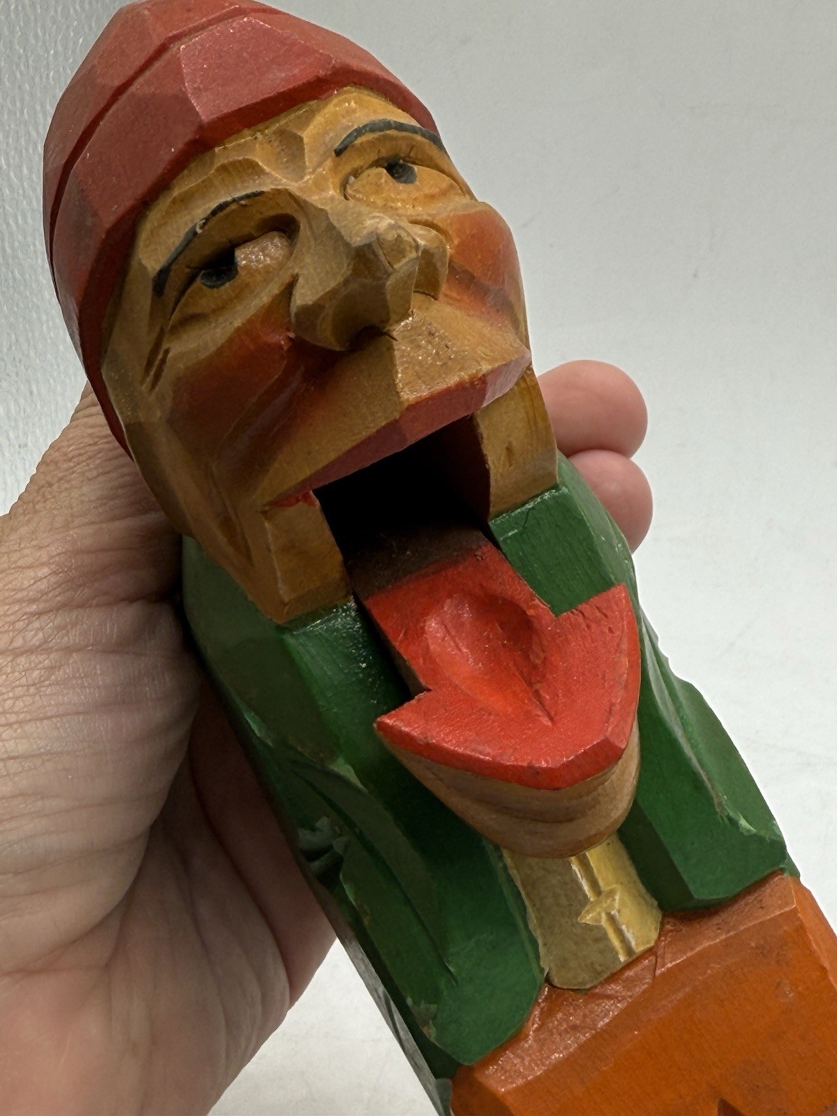 Hand Carved Rustic Red Hat Fisherman Nutcracker Nearly 9″ Figurine Nautical