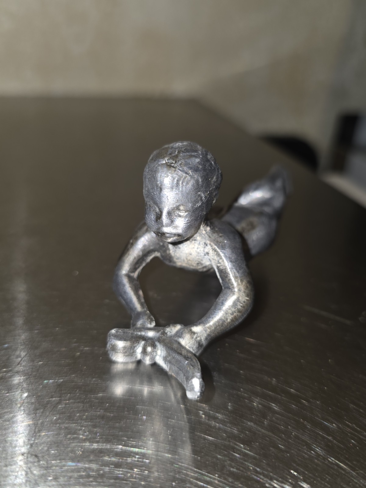 Metal Young Boy Child Figurine / Sculpture. Interesting Piece Of Decor