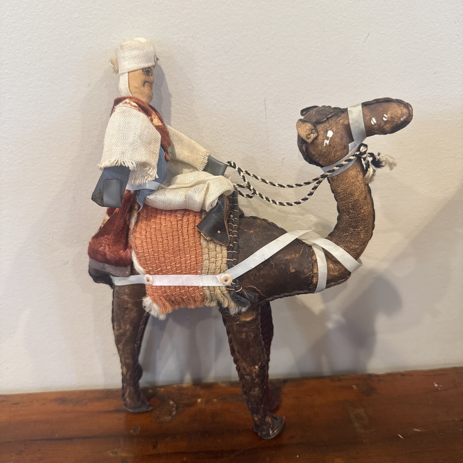 Vintage Handmade Leather Camel with Desert Rider