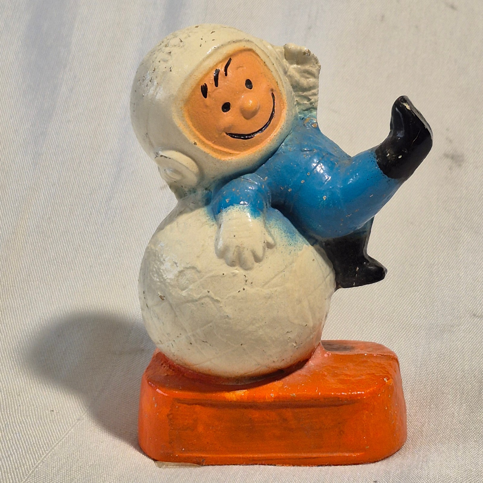 Vtg 60s Multi Products Chalkware Astronaut Globe Space Man Figure Charlie Brown