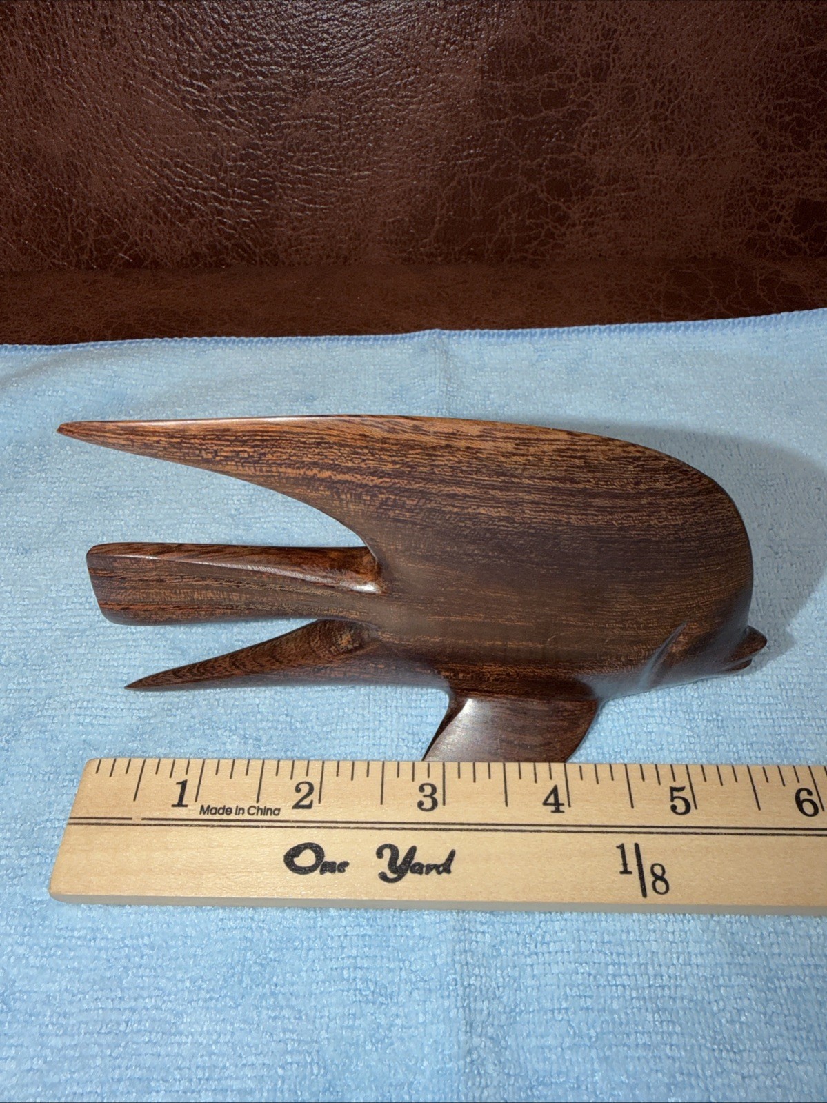 Vintage Ironwood Angel Fish Carved Figurine Decor Mid Century Modern Retro