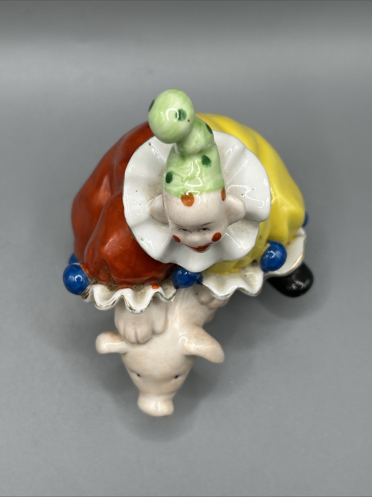 Ardalt Lenwile Circus Clown Riding Pig Figurine Made in Japan Glass Porcelain