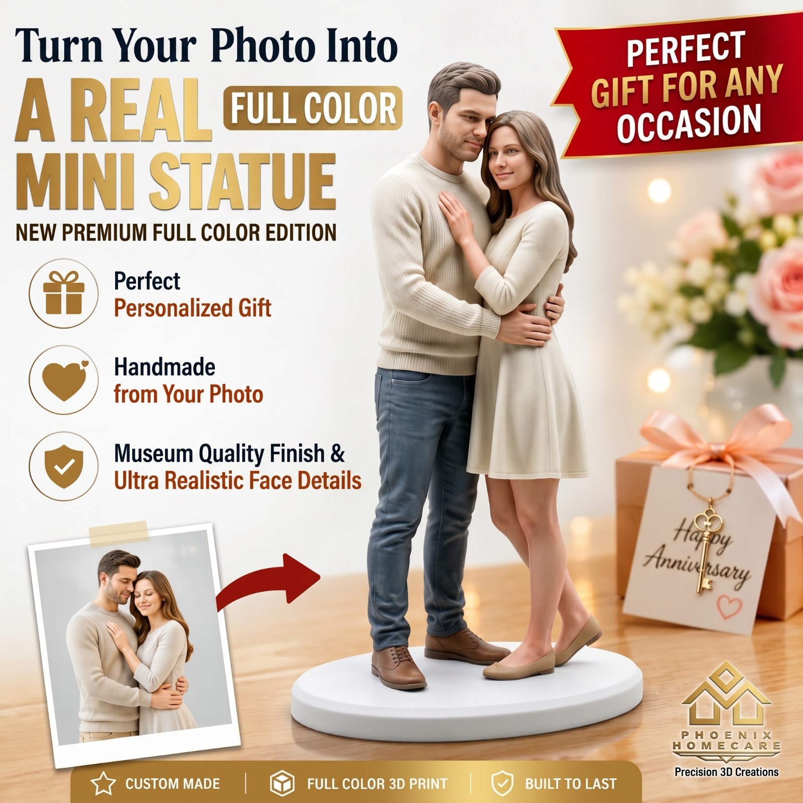Turn Your Photo Into a 3D Figurine Personalized Couple Gift Statue