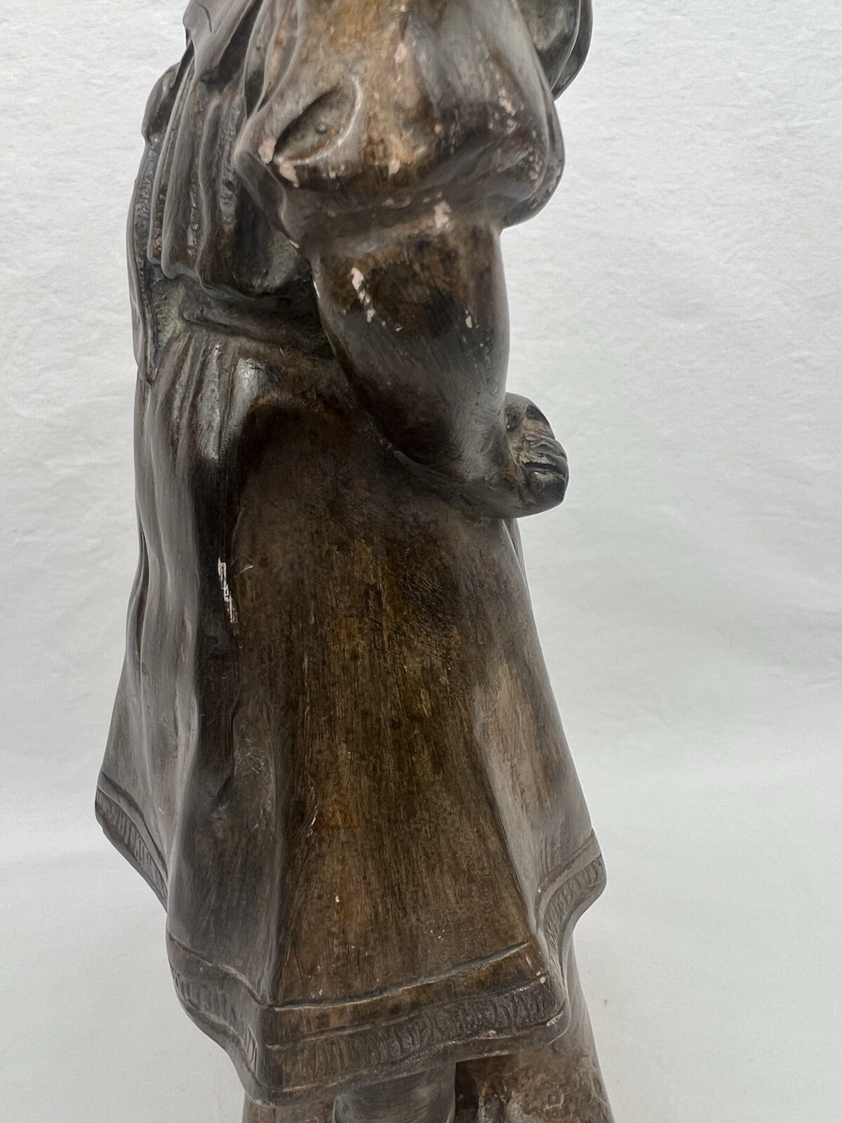 Antique Plaster School Child French Statue Chateau Style Art Deco 1900’s Figure