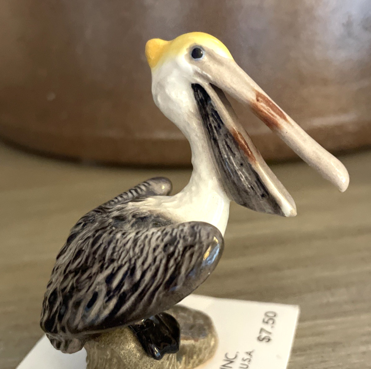 VTG Hagen Renaker Pelican on Piling Miniature Porcelain Bird Figurine 3265