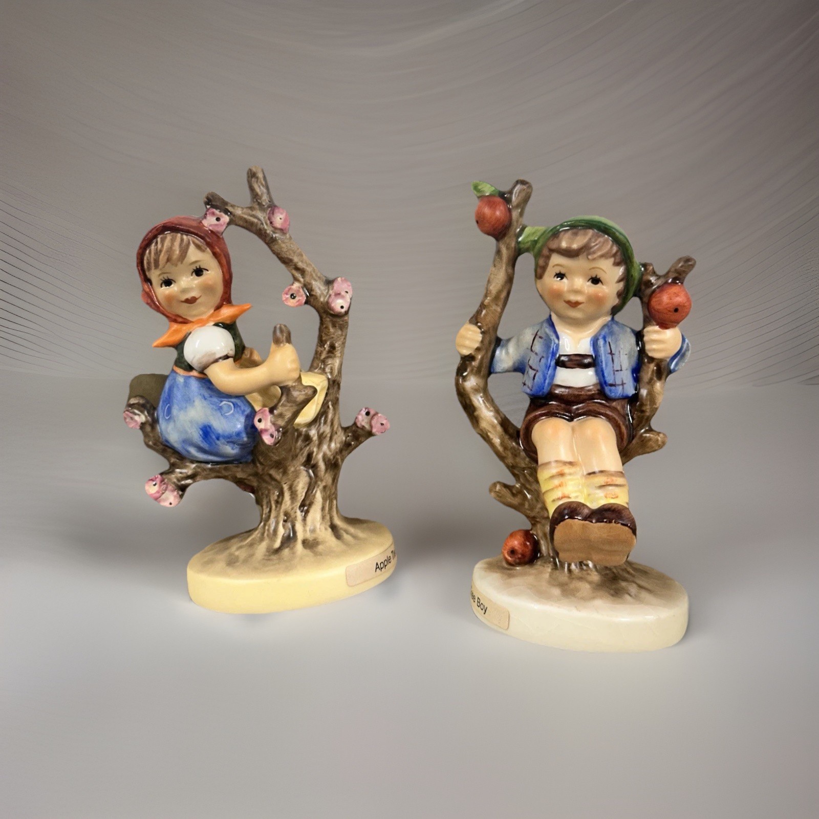 Goebel W Germany Apple Tree Girl And Boy Hummel Set