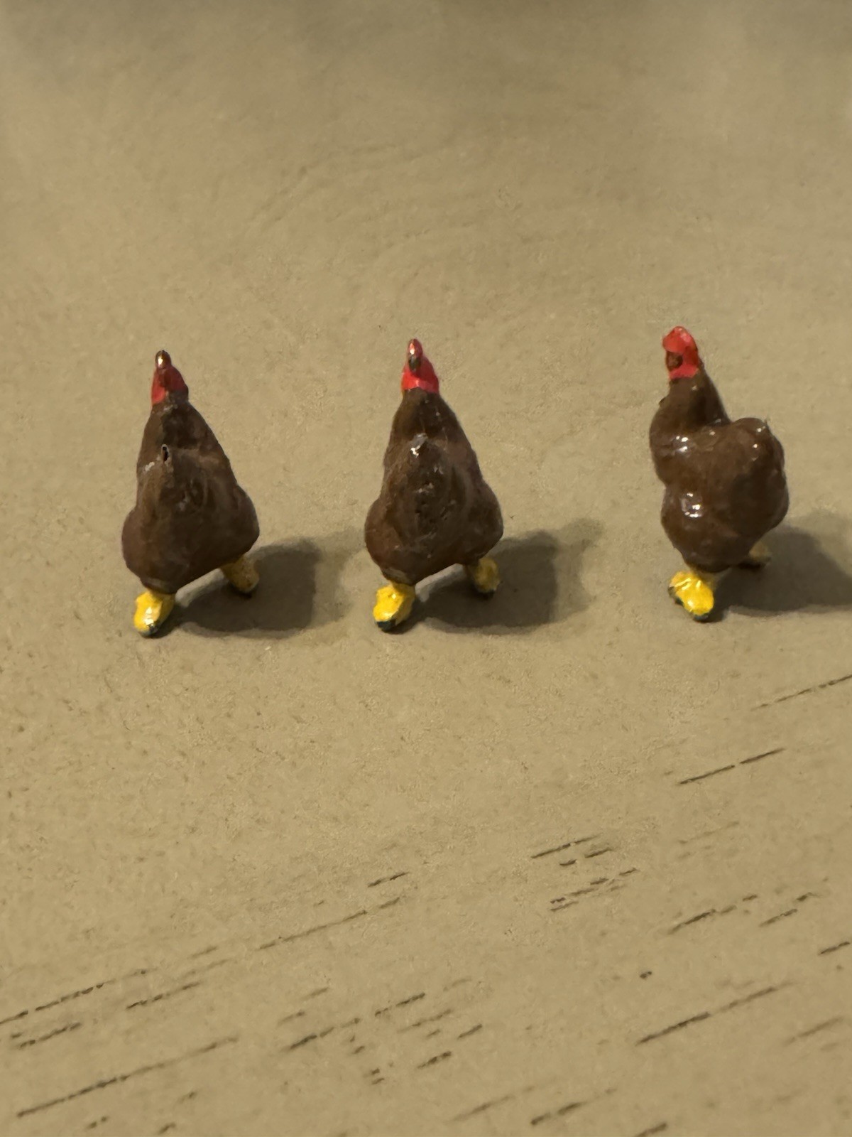 Vintage Barrett & Son Farm Series Lead Lot 3 Hens Chicken Mini Dollhouse England