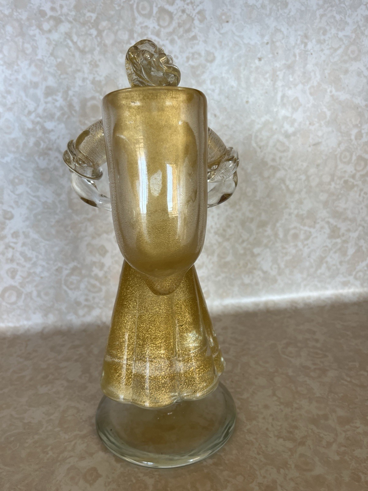 Vintage Murano Glass Woman Figurine Clear Gold Dust Swirl 11” Tall (172 ME)