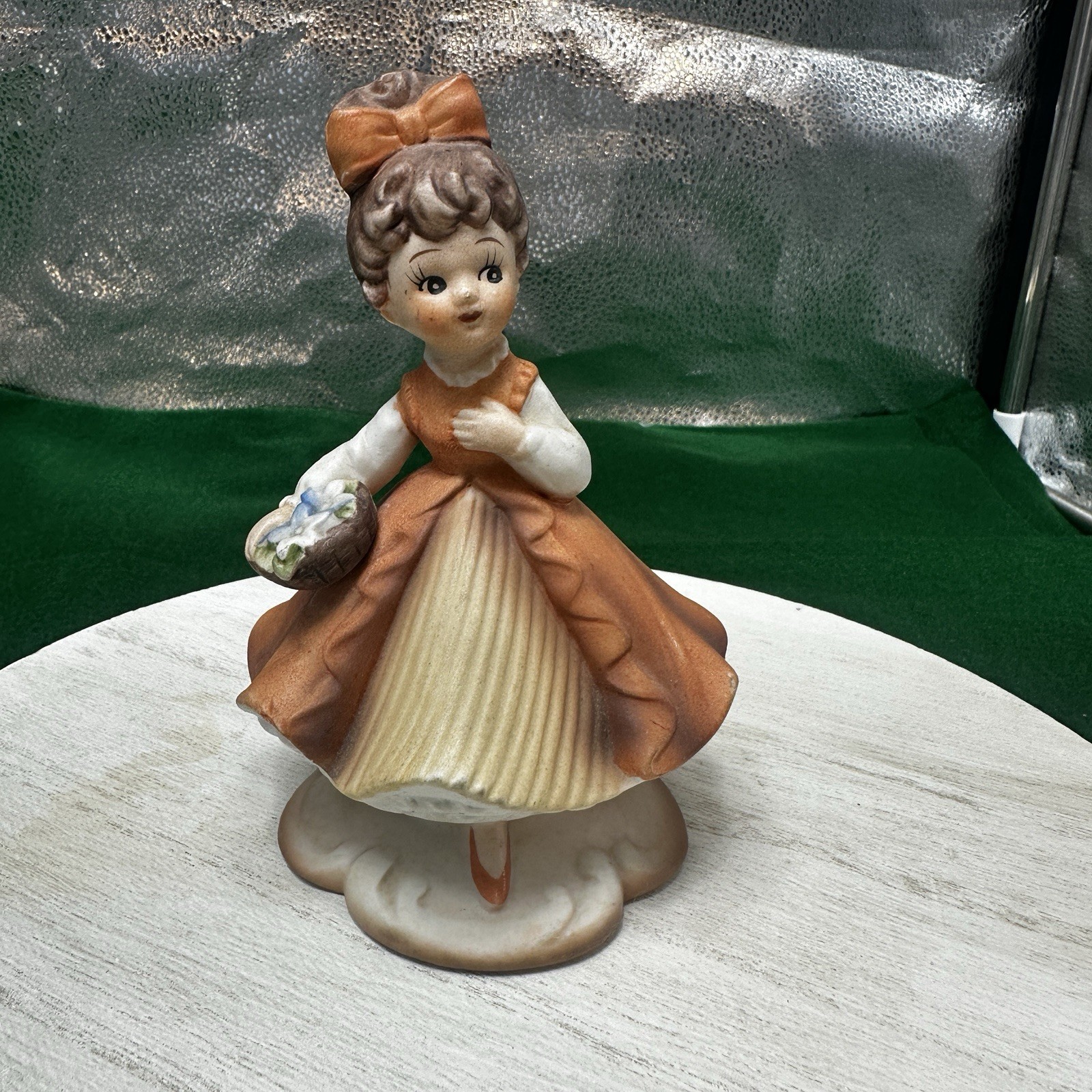 Vintage 1960s Napcoware 5″ Figurine C-8416, Girl in Orange Dress