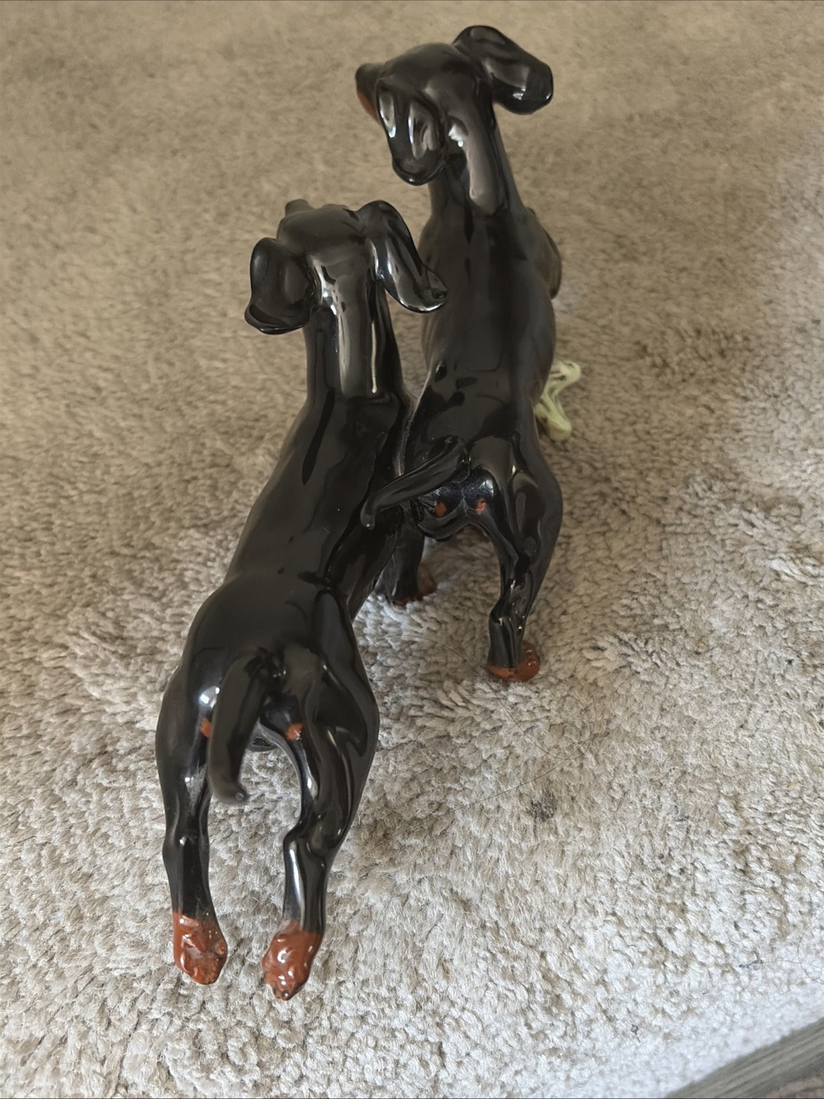 GOEBEL Germany 10″ Black & Tan DACHSHUND Porcelain Dogs Figurine Vtg